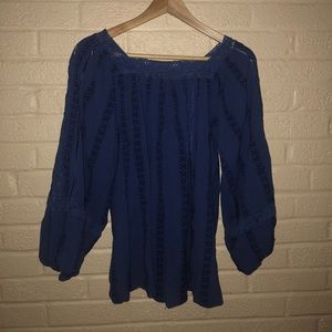 Anthropologie Blue Peasant Top